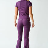 Anya Essential Short Sleeve Micro-Ribbed Top - Purple Iris