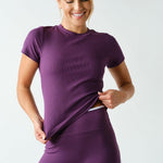 Anya Essential Short Sleeve Micro-Ribbed Top - Purple Iris
