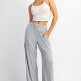 Arden Modal Wide Leg Pants - Lt Heather Grey