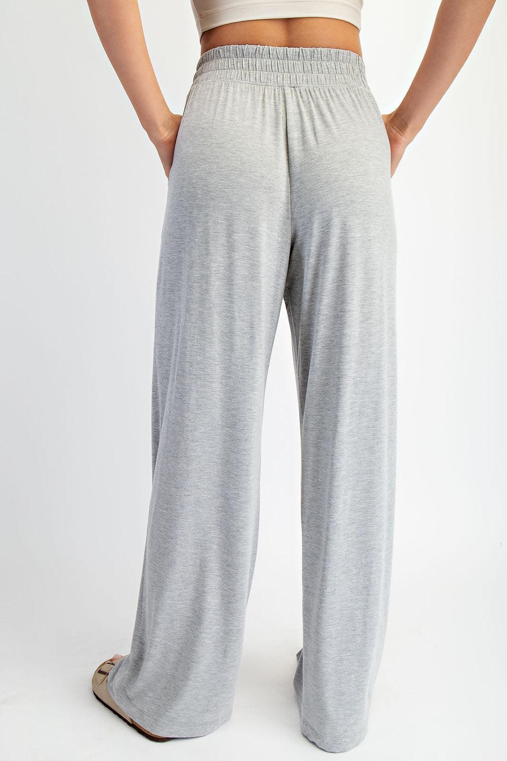 Arden Modal Wide Leg Pants - Lt Heather Grey