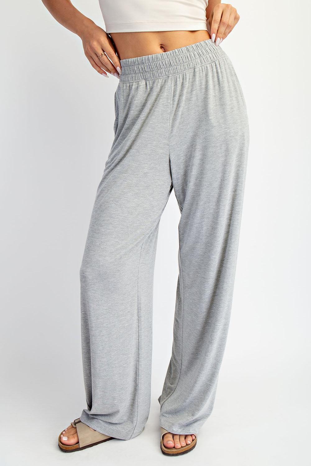 Arden Modal Wide Leg Pants - Lt Heather Grey