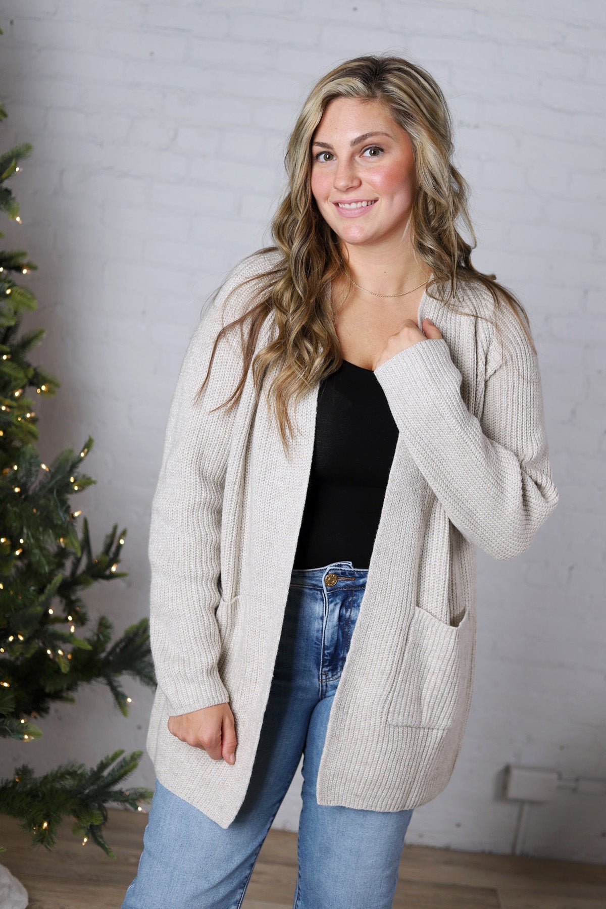 Ardena Front Pocket Cardigan - Beige FINAL SALE