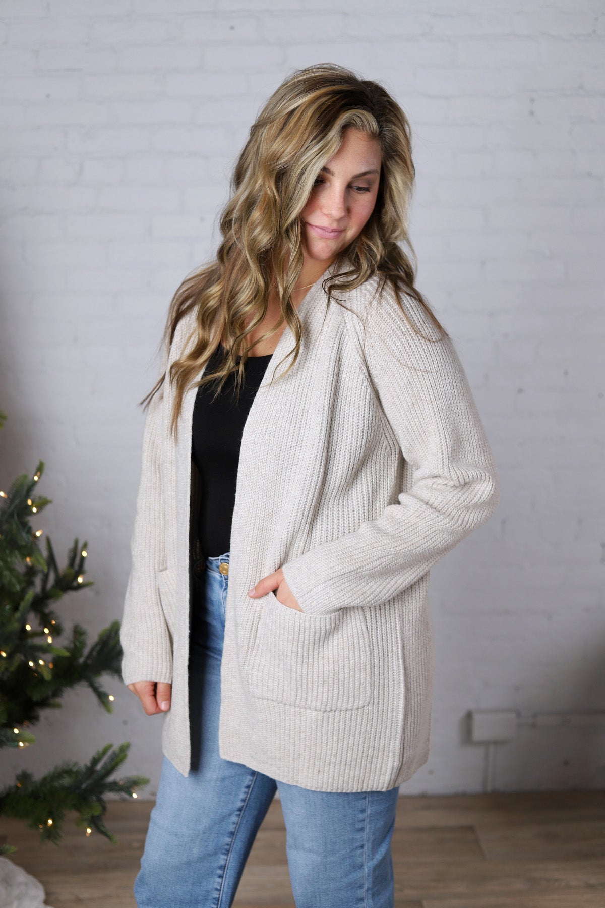 Ardena Front Pocket Cardigan - Beige FINAL SALE