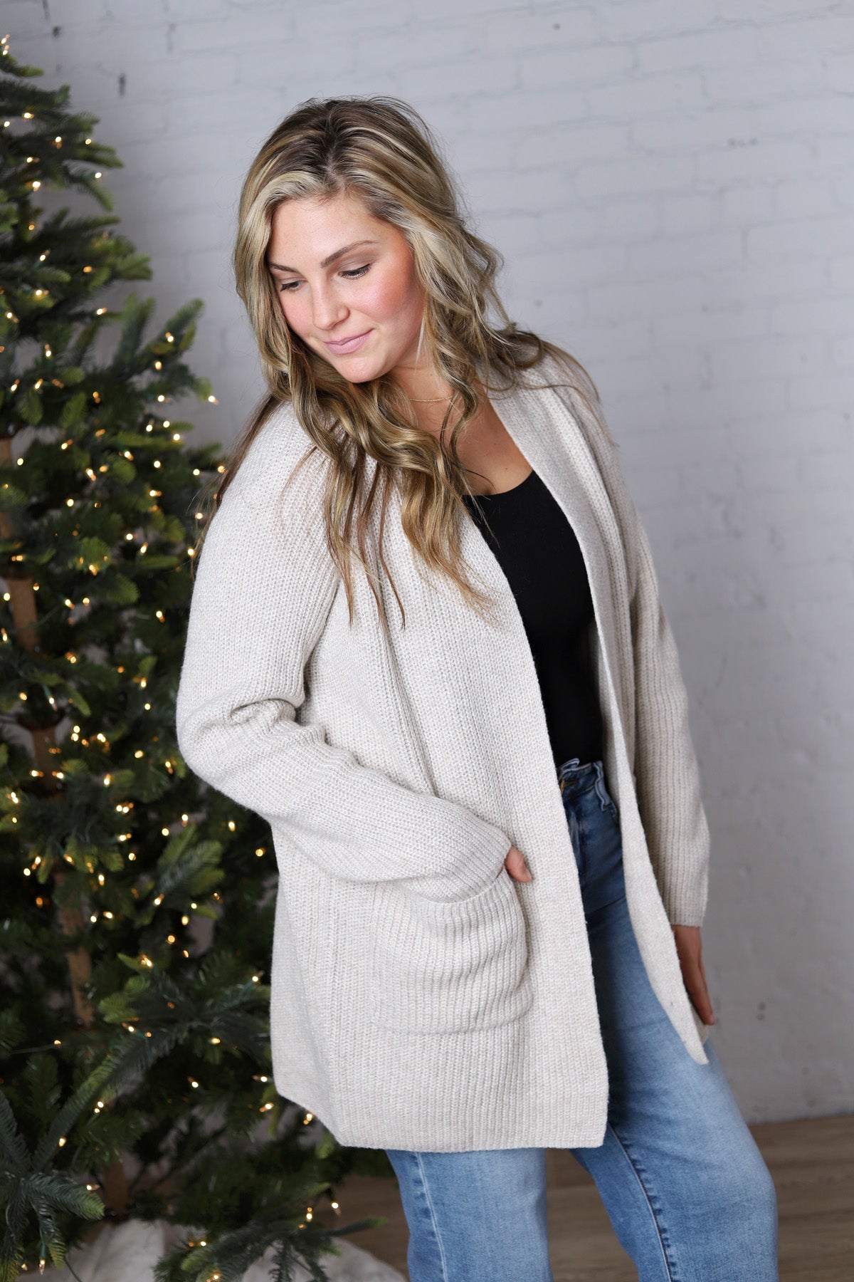 Ardena Front Pocket Cardigan - Beige FINAL SALE