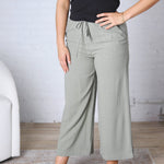 Ardene Casual Crop Linen Pants - Dusty Spruce