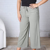 Ardene Casual Crop Linen Pants - Dusty Spruce