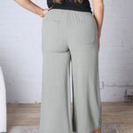 Ardene Casual Crop Linen Pants - Dusty Spruce