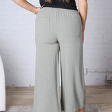 Ardene Casual Crop Linen Pants - Dusty Spruce