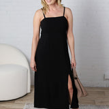 Aria Black Linen Dress