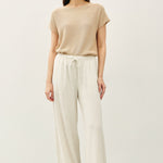 Aria Linen Blend Wide Leg Pants - Natural