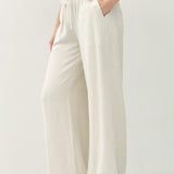 Aria Linen Blend Wide Leg Pants - Natural