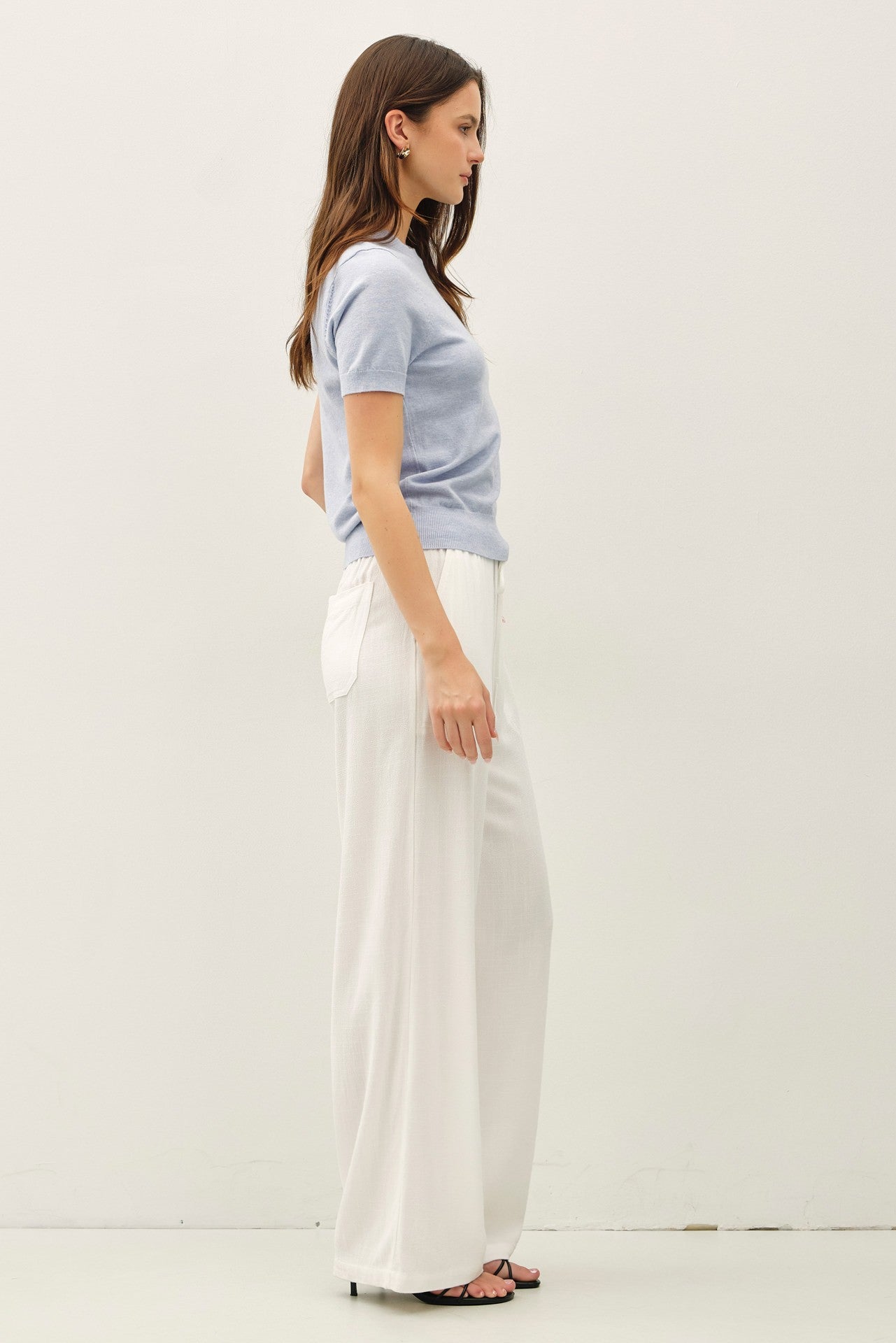 Aria Linen Blend Wide Leg Pants - Off White