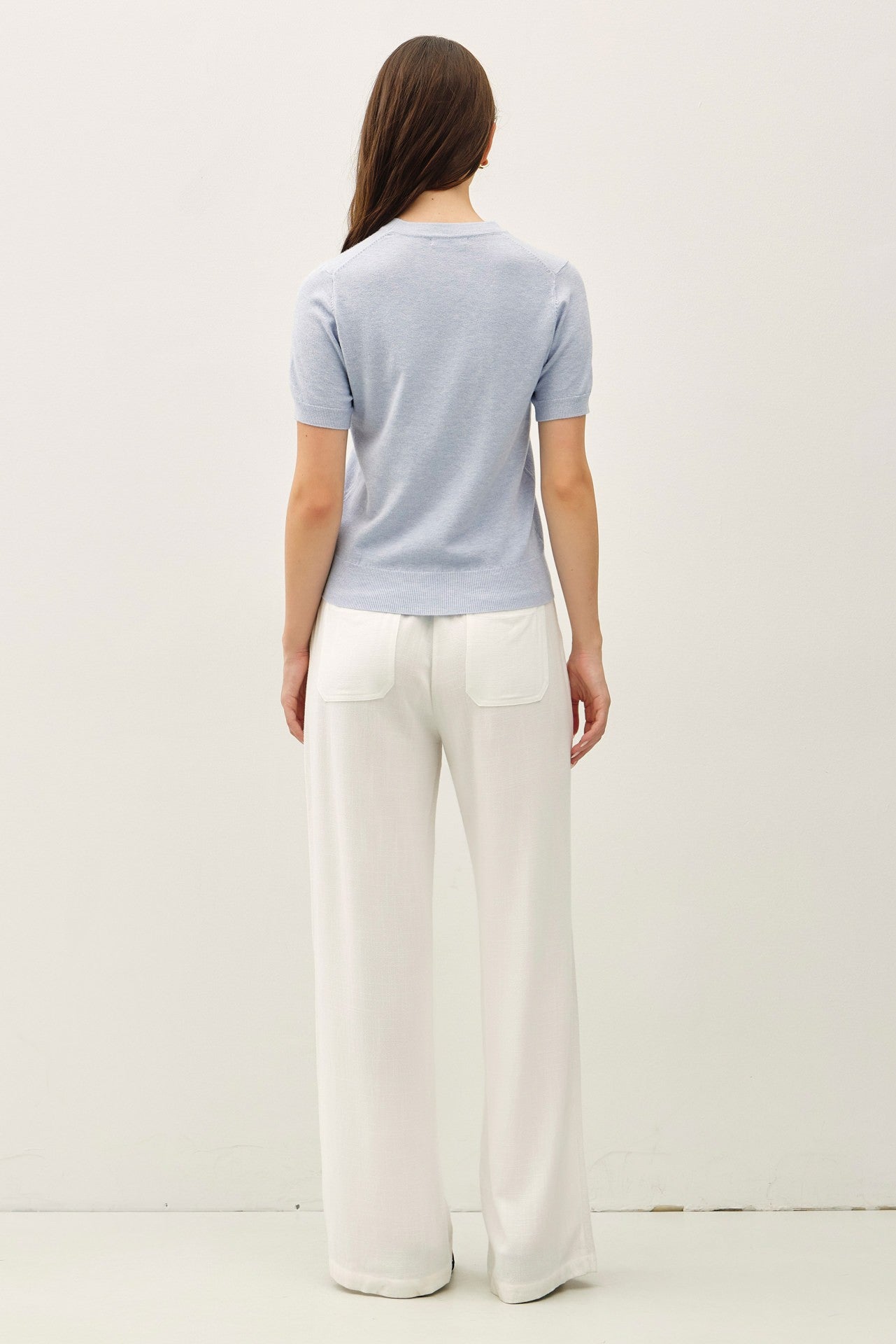 Aria Linen Blend Wide Leg Pants - Off White