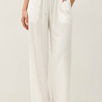 Aria Linen Blend Wide Leg Pants - Off White