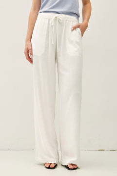 Aria Linen Blend Wide Leg Pants - Off White