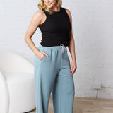 Aria Scuba Drawstring Pants - Blue Grey