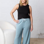 Aria Scuba Drawstring Pants - Blue Grey