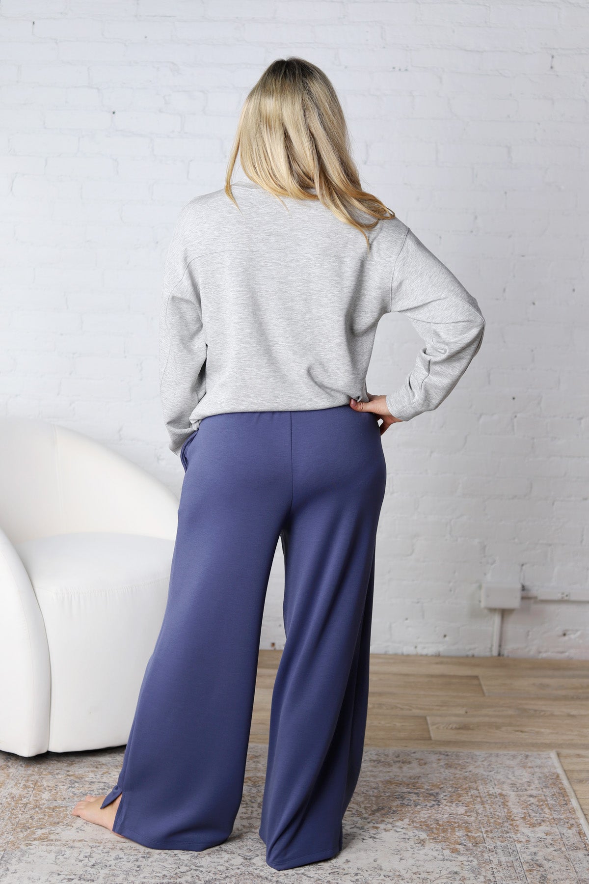 Aria Scuba Drawstring Pants - Blue Indigo