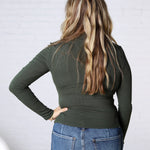 Aris Micro Ribbed Long Sleeve Turtleneck - Deep Forest