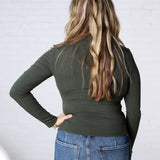Aris Micro Ribbed Long Sleeve Turtleneck - Deep Forest