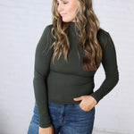 Aris Micro Ribbed Long Sleeve Turtleneck - Deep Forest