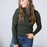Aris Micro Ribbed Long Sleeve Turtleneck - Deep Forest