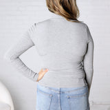 Aris Micro Ribbed Long Sleeve Turtleneck - Heather Grey