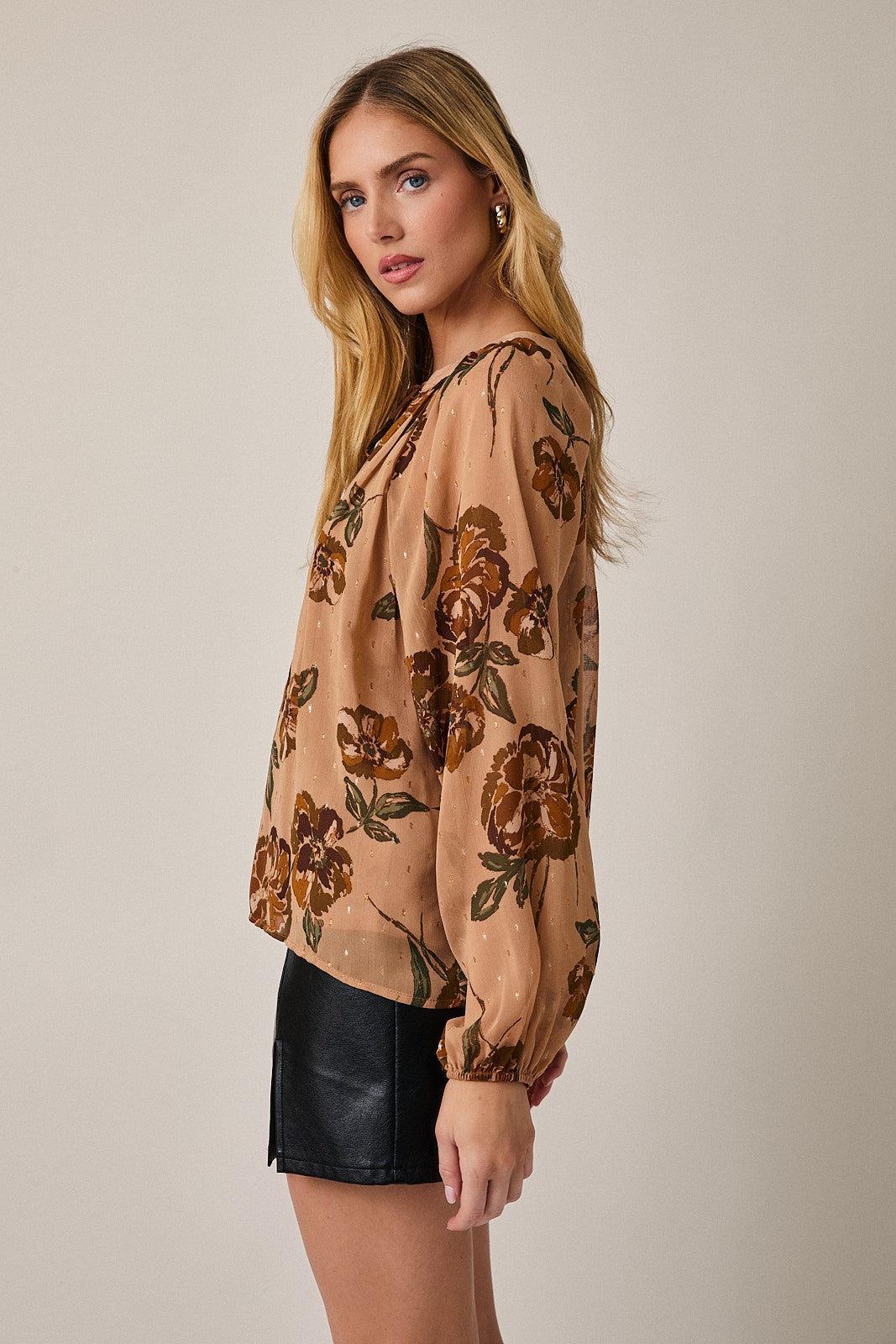 Arlen Front Tie Floral Top