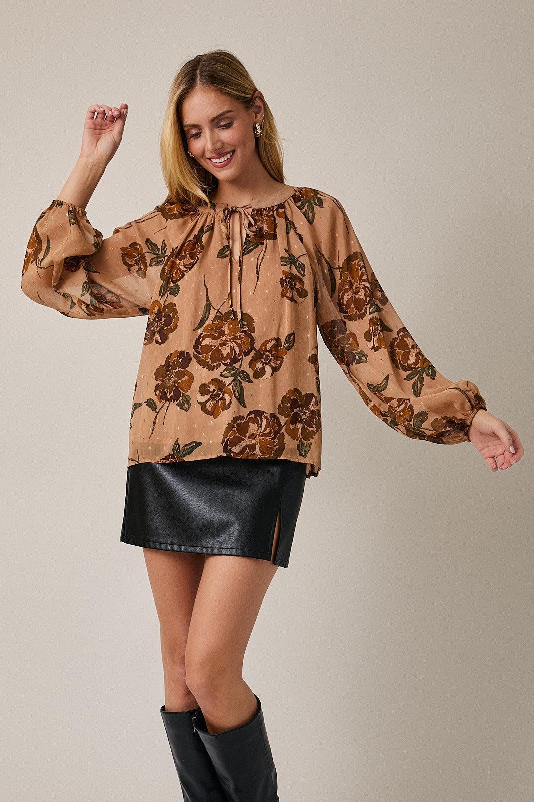 Arlen Front Tie Floral Top