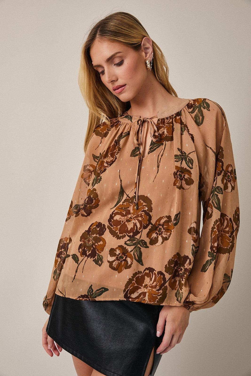 Arlen Front Tie Floral Top