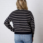 Arlette Relaxed Stripe Crew Neck Sweater - Navy