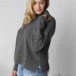 Arwen Mock Neck Pullover Sweater - Charcoal