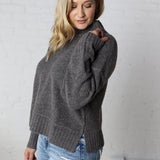 Arwen Mock Neck Pullover Sweater - Charcoal