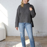 Arwen Mock Neck Pullover Sweater - Charcoal