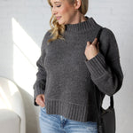 Arwen Mock Neck Pullover Sweater - Charcoal