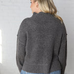 Arwen Mock Neck Pullover Sweater - Charcoal