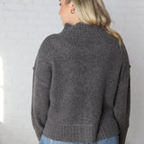 Arwen Mock Neck Pullover Sweater - Charcoal