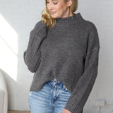 Arwen Mock Neck Pullover Sweater - Charcoal