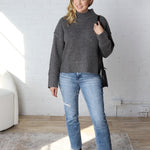 Arwen Mock Neck Pullover Sweater - Charcoal - FINAL SALE