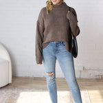 Arwen Mock Neck Pullover Sweater - Mocha