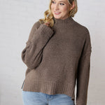 Arwen Mock Neck Pullover Sweater - Mocha