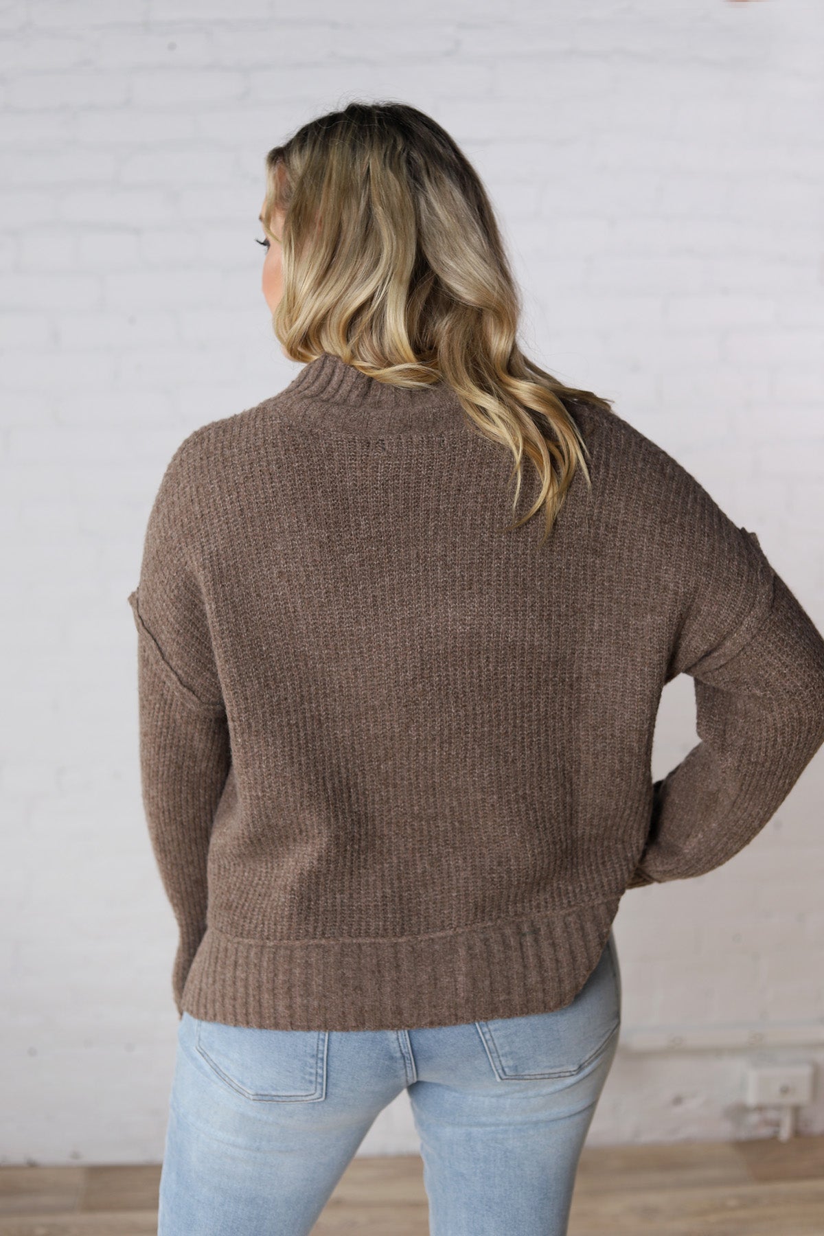 Arwen Mock Neck Pullover Sweater - Mocha