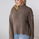 Arwen Mock Neck Pullover Sweater - Mocha