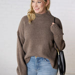 Arwen Mock Neck Pullover Sweater - Mocha