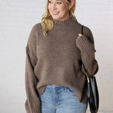 Arwen Mock Neck Pullover Sweater - Mocha