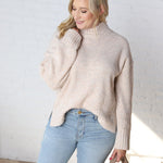 Arwen Mock Neck Pullover Sweater - Oatmeal