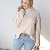 Arwen Mock Neck Pullover Sweater - Oatmeal