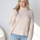 Arwen Mock Neck Pullover Sweater - Oatmeal