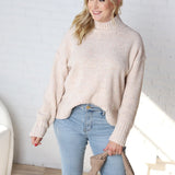 Arwen Mock Neck Pullover Sweater - Oatmeal - FINAL SALE