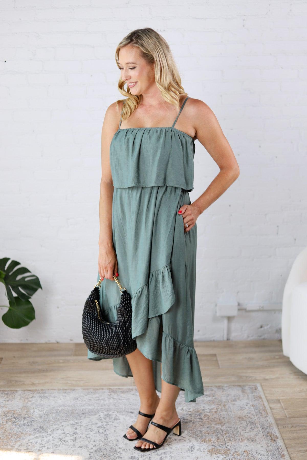 Asher Asymmetrical Hi-Low Midi Dress - FINAL SALE